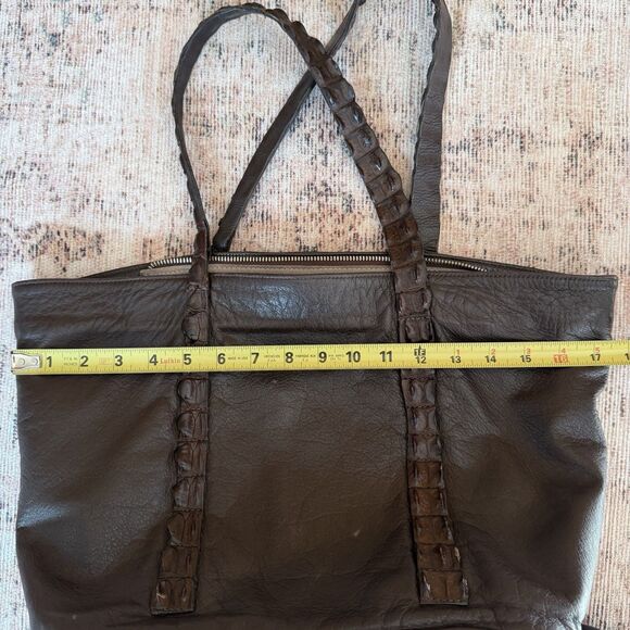 Moo Moo Designs | Crocodile & Leather Handbag Mocha Brown Pebbled Soft - Picture 16 of 16